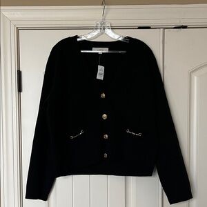 Black Sweater with Gold Accents